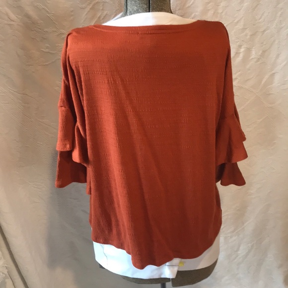 Cable & Gauge XL Burnt Orange Bell Sleeve Shirt - Picture 2 of 11